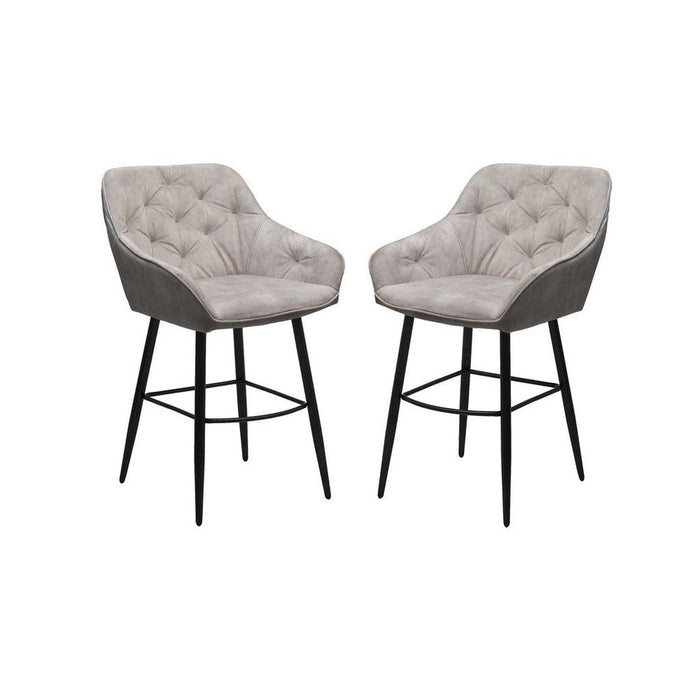 Barkruk Liverpool - Set van 2 - 56x61x97 - Creme/zwart - Velours/metaal-Barkrukken-HSM Collection
