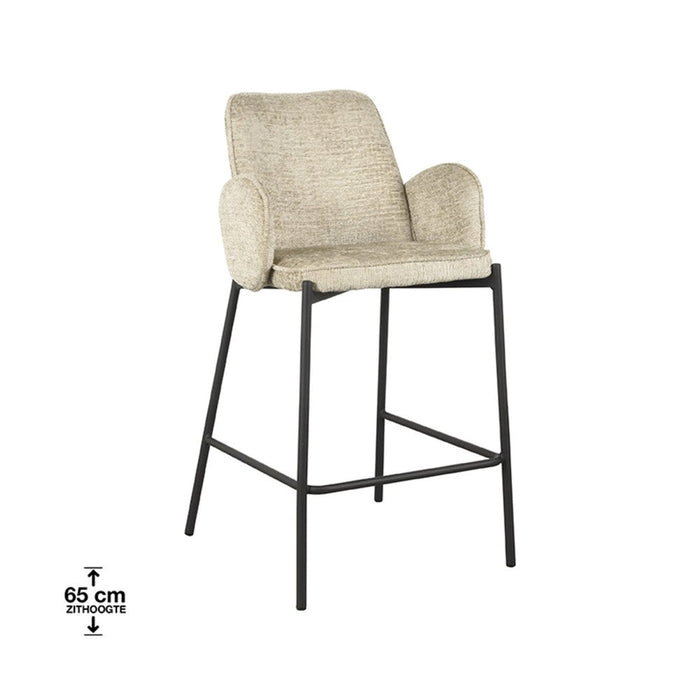 Label51 Barkruk Joni - Beige - Fluweel - Zithoogte 65 cm-Barkrukken-LABEL51