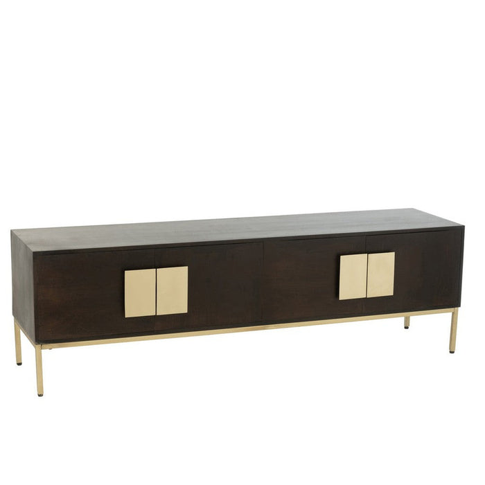 Tv Kast 2 deuren mangohout/ijzer bruin/goud-TV-meubels-J-Line