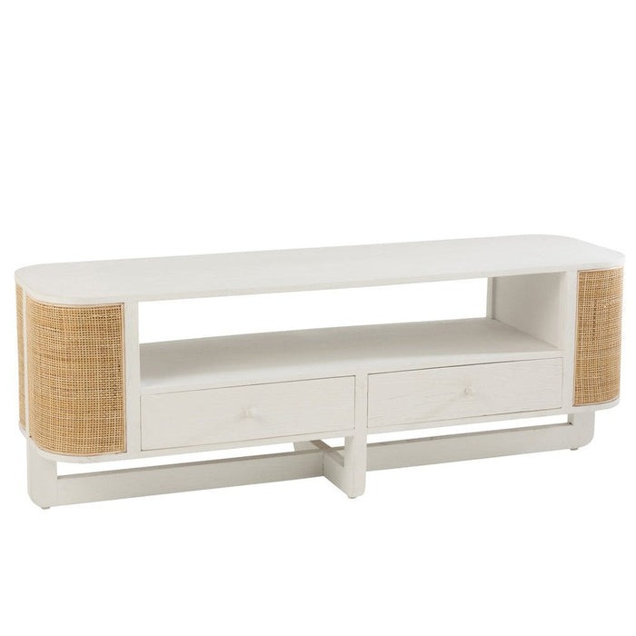 Tv Meubel molly exotiek hout/rotan wit-TV-meubels-J-Line