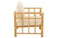 Armstoel Elise+kussen rotan/textiel naturel/wit-Fauteuils-J-Line