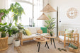 Armstoel Elise+kussen rotan/textiel naturel/wit-Fauteuils-J-Line