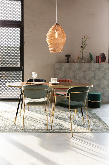 Armstoel Jolien Gold/Dark Blue-Eetkamerstoelen-Creating Home