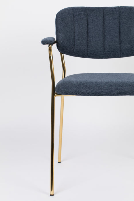 Armstoel Jolien Gold/Dark Blue-Eetkamerstoelen-Creating Home