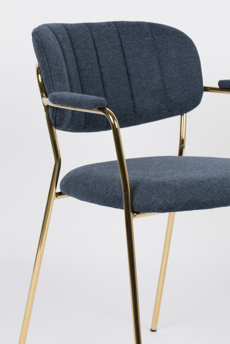 Armstoel Jolien Gold/Dark Blue-Eetkamerstoelen-Creating Home