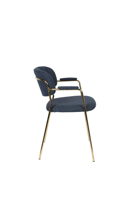 Armstoel Jolien Gold/Dark Blue-Eetkamerstoelen-Creating Home