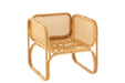 Armstoel+kussen Rotan/textiel naturel/wit-Fauteuils-J-Line