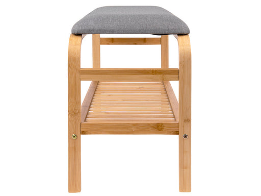 Bank Dure - Bamboe met Grijze stof - 70x30x45cm-Bankjes-Leitmotiv