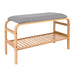Bank Dure - Bamboe met Grijze stof - 70x30x45cm-Bankjes-Leitmotiv
