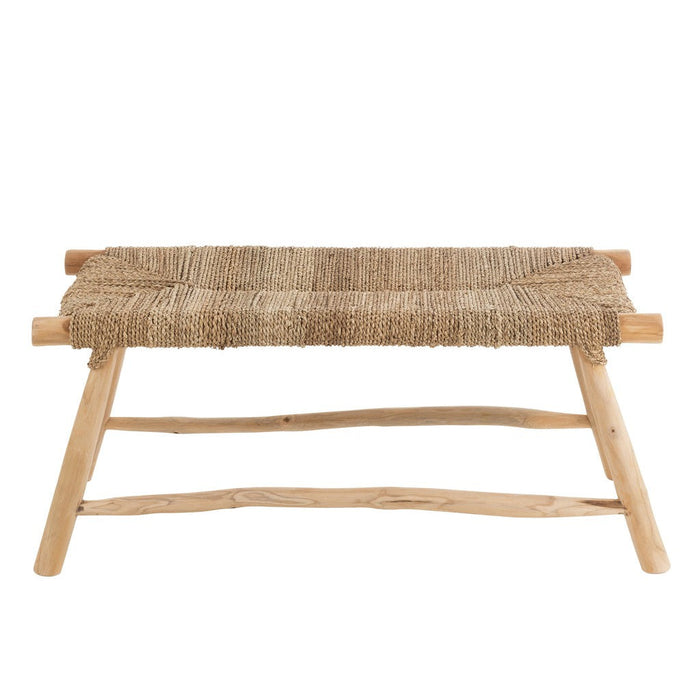 Bank Timo gras/teak hout naturel-Eetkamerbanken-J-Line