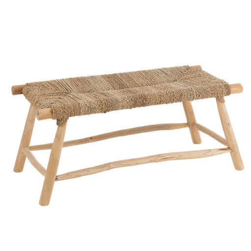 Bank Timo gras/teak hout naturel-Eetkamerbanken-J-Line