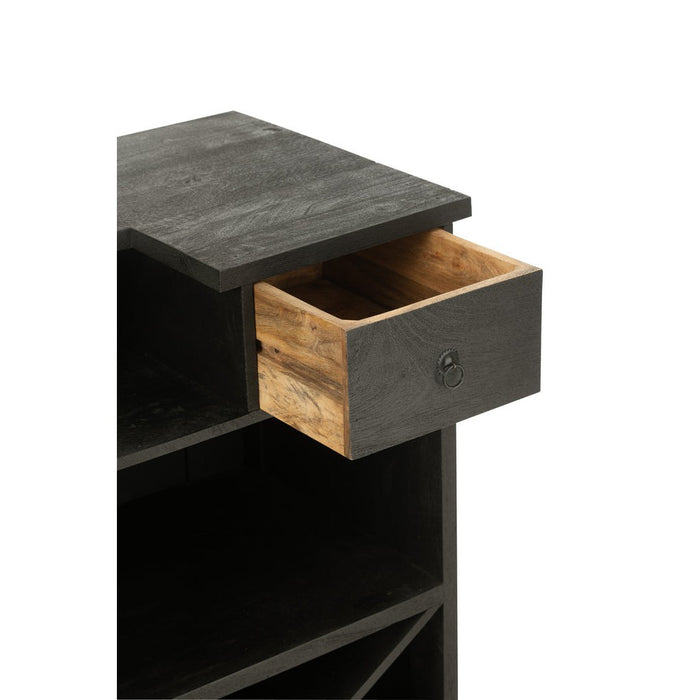 Bar 2 lades mango hout zwart-Wijnrekken-J-Line