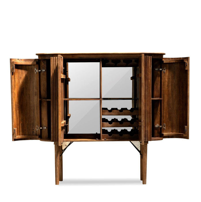 Bar Cabinet Tide 4 Deur-140x45x150-Bruin-Mango-Wijnkasten-HSM Collection
