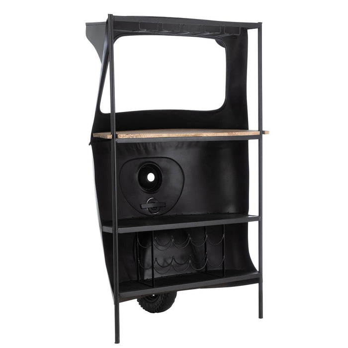 Bar Fiets tuktuk metaal/mango hout zwart/naturel-Wijnrekken-J-Line