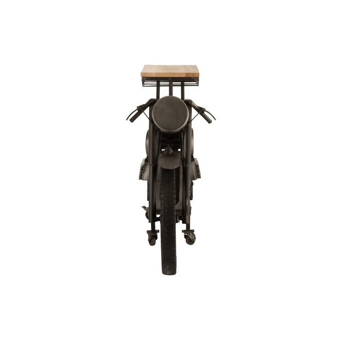 Bar Motorfiets 12glazen 6flessen metaal/mango hout donkergrijs/naturel-Wijnrekken-J-Line