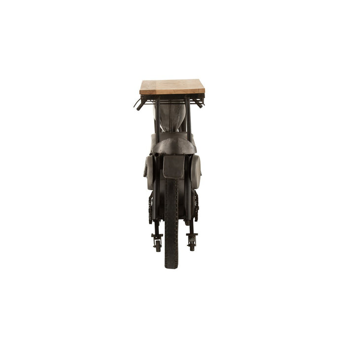 Bar Motorfiets 12glazen 6flessen metaal/mango hout donkergrijs/naturel-Wijnrekken-J-Line