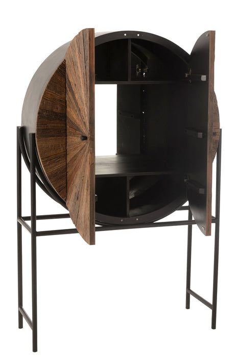 Bar Shanil gerecycleerd hout/mdf bruin/zwart-Wijnkasten-J-Line