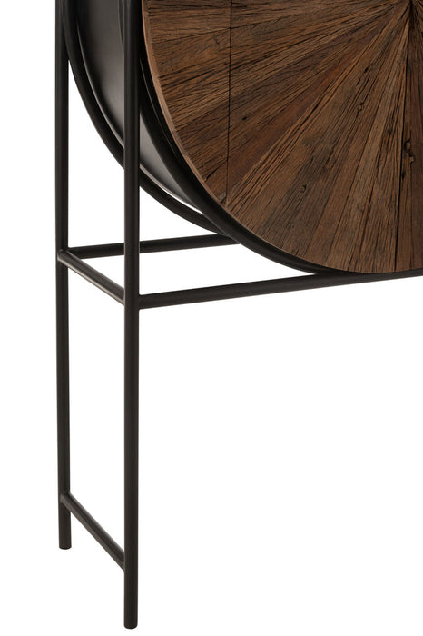 Bar Shanil gerecycleerd hout/mdf bruin/zwart-Wijnkasten-J-Line