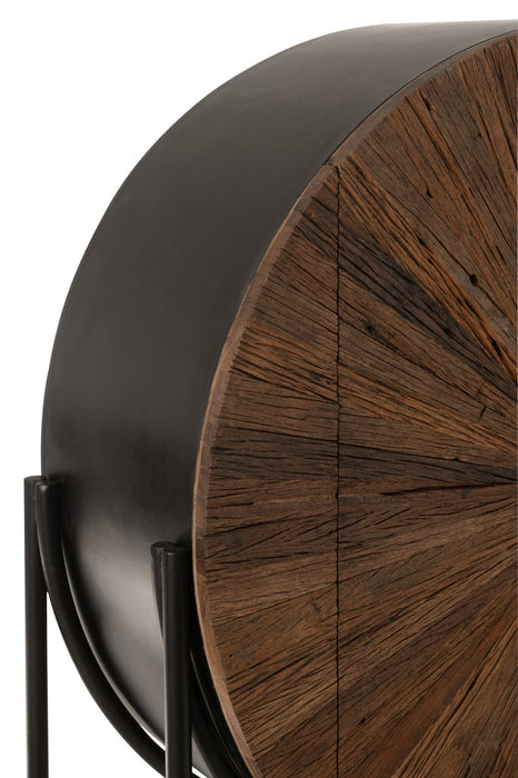 Bar Shanil gerecycleerd hout/mdf bruin/zwart-Wijnkasten-J-Line