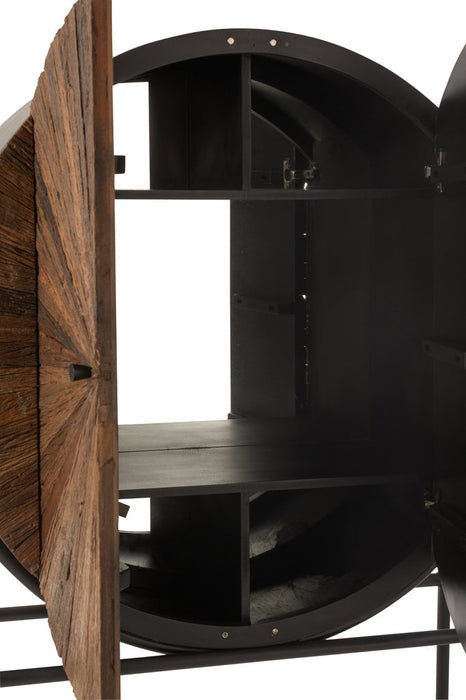 Bar Shanil gerecycleerd hout/mdf bruin/zwart-Wijnkasten-J-Line