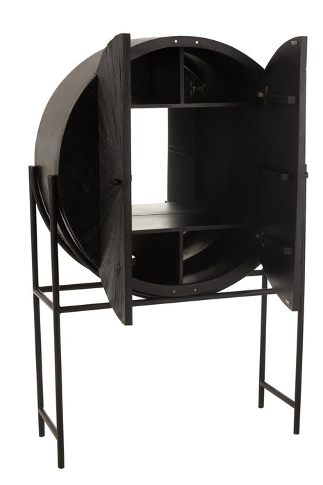 Bar Shanil gerecycleerd hout/mdf zwart-Wijnkasten-J-Line