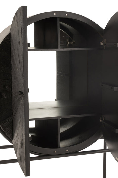 Bar Shanil gerecycleerd hout/mdf zwart-Wijnkasten-J-Line