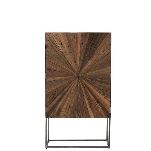 Barkast Shanil 2 deuren hout/ijzer naturel/grijs-Opbergkasten-J-Line