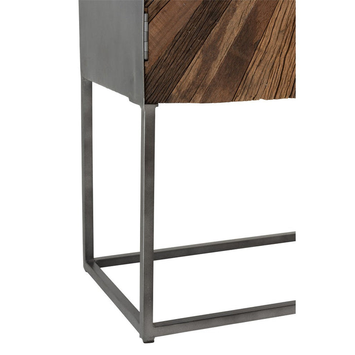 Barkast Shanil 2 deuren hout/ijzer naturel/grijs-Opbergkasten-J-Line