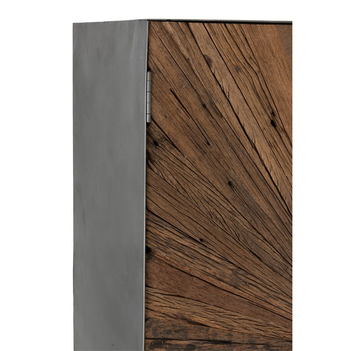 Barkast Shanil 2 deuren hout/ijzer naturel/grijs-Opbergkasten-J-Line