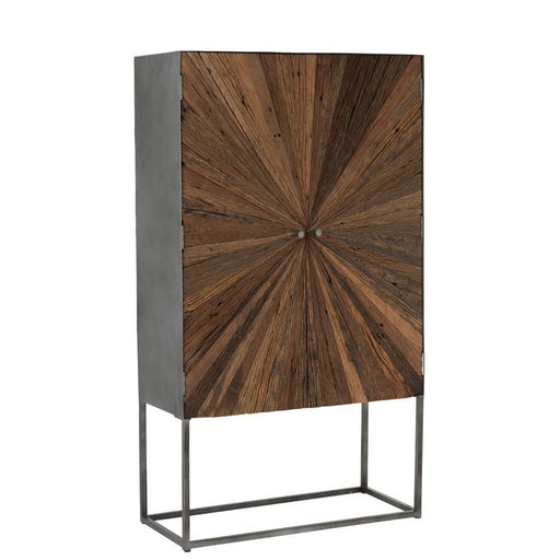 Barkast Shanil 2 deuren hout/ijzer naturel/grijs-Opbergkasten-J-Line