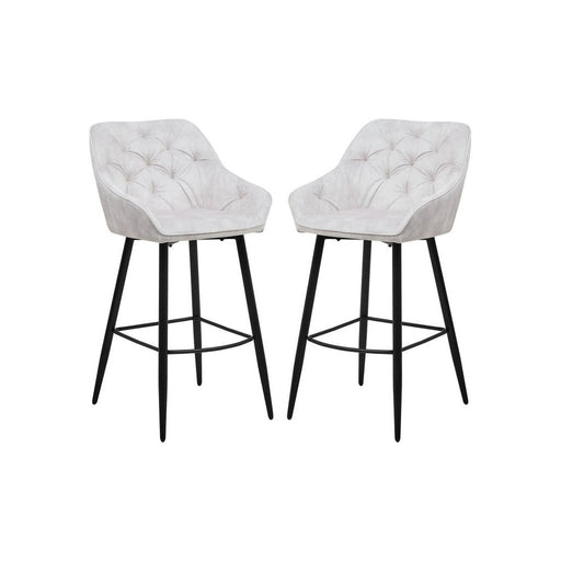 Barkruk Liverpool - Set van 2 - 56x61x107 - Velours/metaal - Beige-Barkrukken-HSM Collection