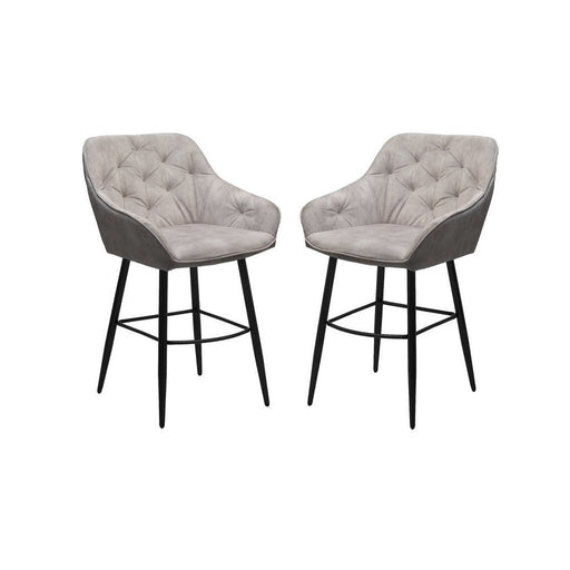 Barkruk Liverpool - Set van 2 - 56x61x97 - Creme/zwart - Velours/metaal-Barkrukken-HSM Collection