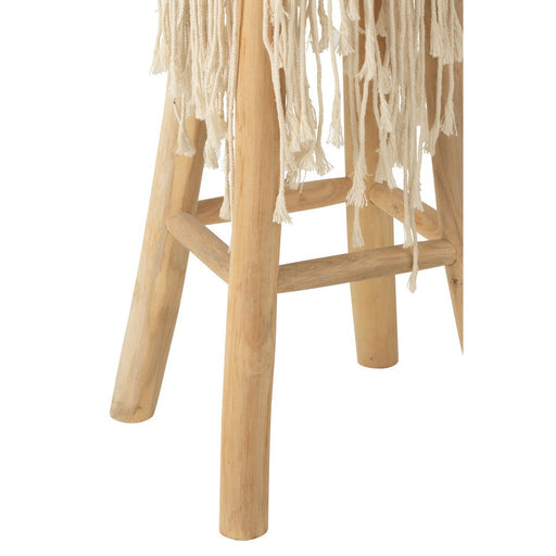 Barstoel Franjes hout/macrame wit-Krukken-J-Line