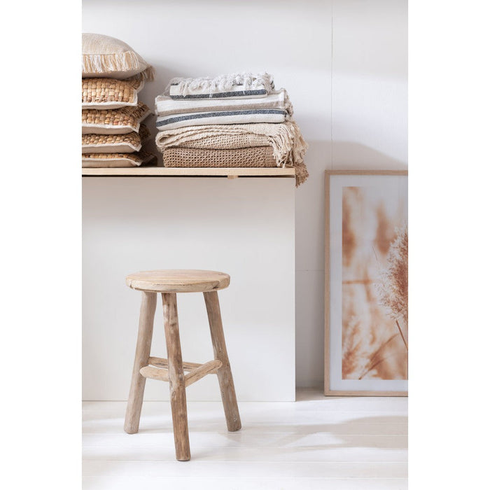 Barstoel Rond hout white wash m-Krukken-J-Line