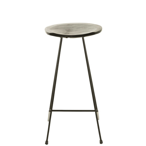 Barstoel Teak hout/ijzer zwart-Barkrukken-J-Line