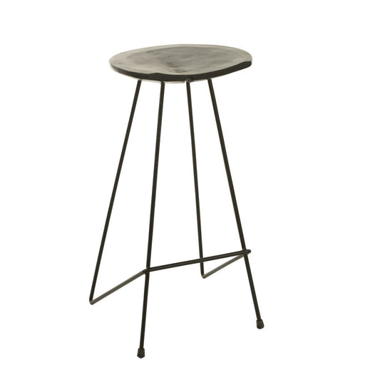 Barstoel Teak hout/ijzer zwart-Barkrukken-J-Line