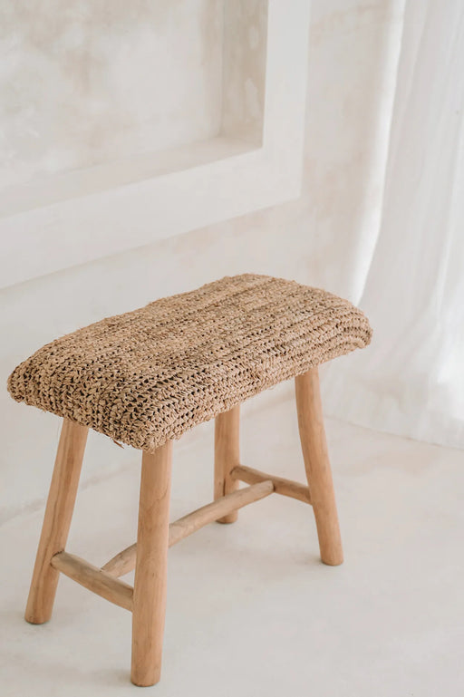 Bazar Bizar Raffia bankje - natuurlijk-Bankjes-Bazar Bizar