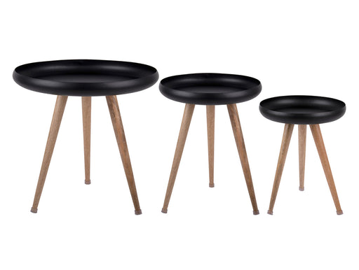 Bijzettafel Set Tripod - Zwart - 37x37x46cm & 43x43x54cm & 52x52x59cm-Bijzettafels-Leitmotiv