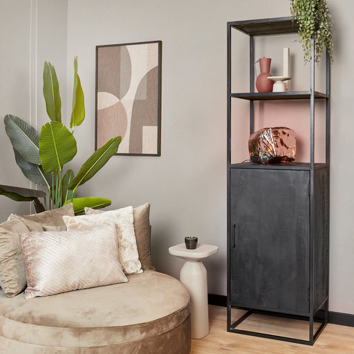 Boekenkast Denver Black | Mangohout en staal | 1 deur-Boekenkasten-Starfurn