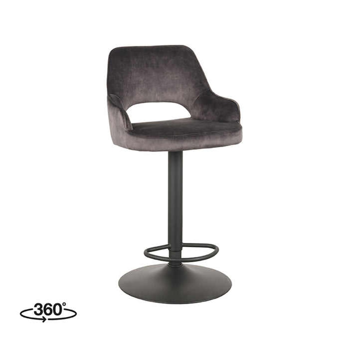 Label51 Barkruk Fer 45x47x92-113 cm Velours Antraciet-Barkrukken-LABEL51