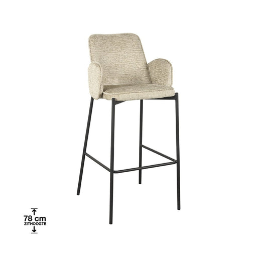 Label51 Barkruk Joni - Beige - Fluweel - Zithoogte 78 cm-Barkrukken-LABEL51