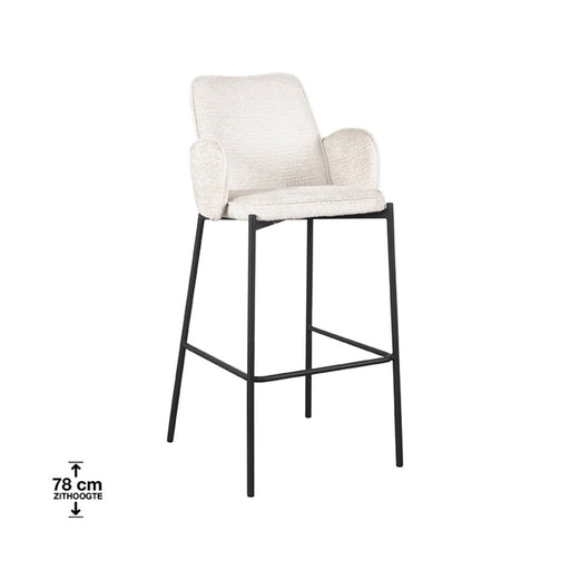 Label51 Barkruk Joni - Beige - Fluweel - Zithoogte 78 cm-Barkrukken-LABEL51
