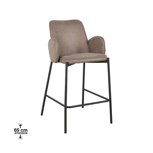 Label51 Barkruk Joni - Taupe - Micro Suede - Zithoogte 65 cm-Barkrukken-LABEL51