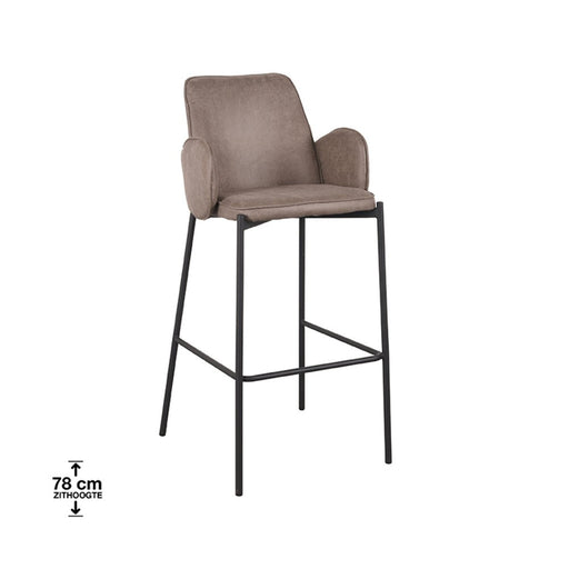 Label51 Barkruk Joni - Taupe - Micro Suede - Zithoogte 78 cm-Barkrukken-LABEL51