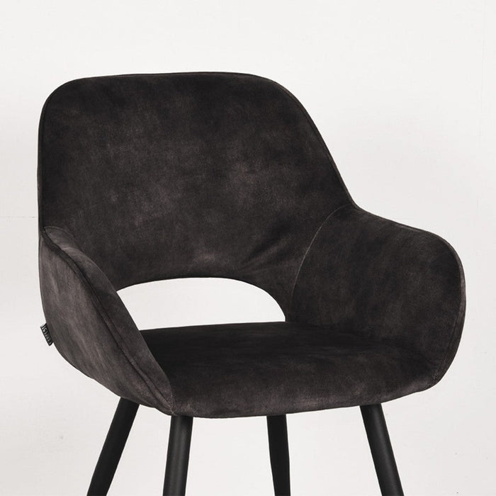 Label51 Eetkamerstoel Fer - Antraciet - Velours-Eetkamerstoelen-LABEL51