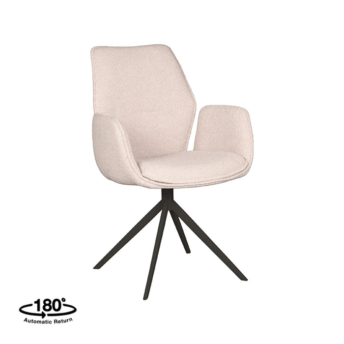 Label51 Eetkamerstoel Mellow - Naturel - Boucle - Zwarte poten-Eetkamerstoelen-LABEL51