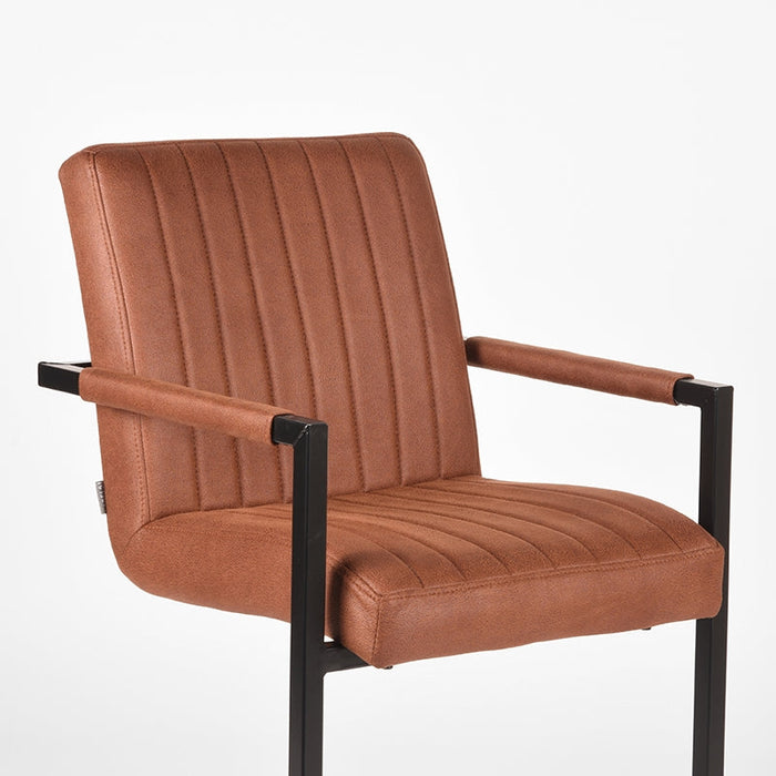Label51 Eetkamerstoel Milo - Cognac - Microfiber-Eetkamerstoelen-LABEL51