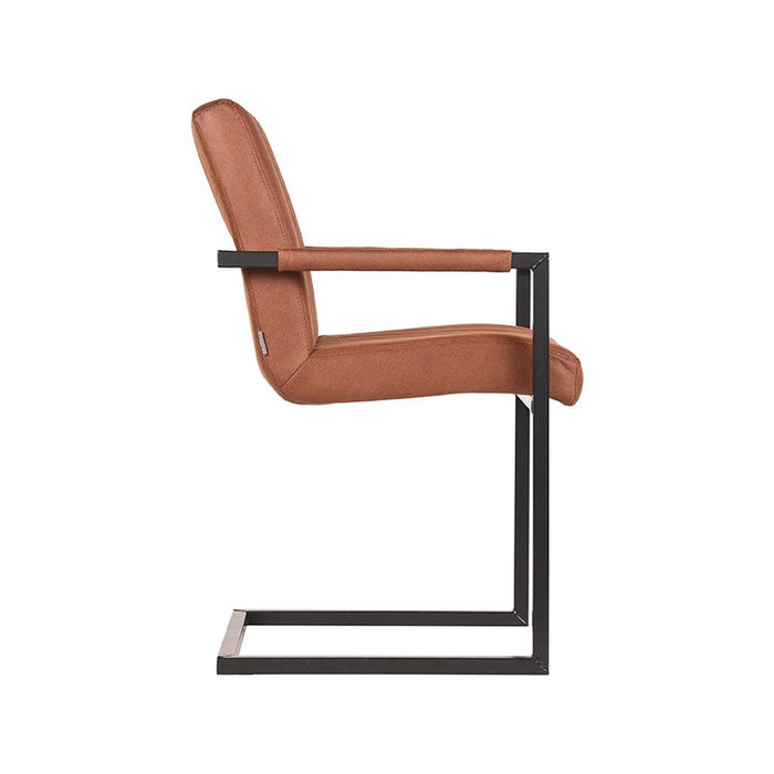 Label51 Eetkamerstoel Milo - Cognac - Microfiber-Eetkamerstoelen-LABEL51