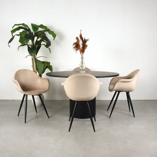 Label51 Eettafel Oliva rond Zwart 130x130x75 cm-Eettafels-LABEL51