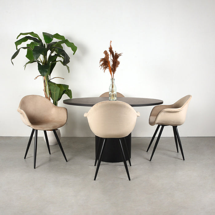 Label51 Eettafel Oliva rond Zwart 130x130x75 cm-Eettafels-LABEL51